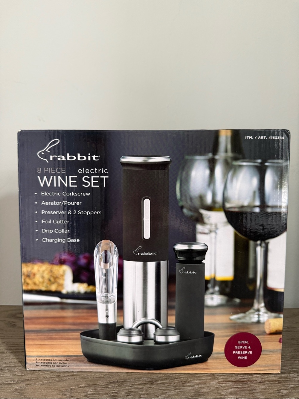 Rabbit 8-Piece Electric Wine Set - Black & Stainless